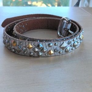 Cute✨Linea Pelle studded leather belt silver Small